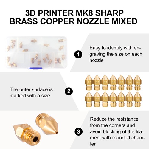 22 Pcs 3D -Druckdüse Messingdüse Für Drucker Kupferdüse 3D-Drucker - 第 4/12 張圖片