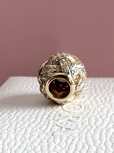 Pandora 14K Yellow Gold Sparkling Love Knot Clear CZ Charm #750991CZ Authentic - Picture 15 of 23