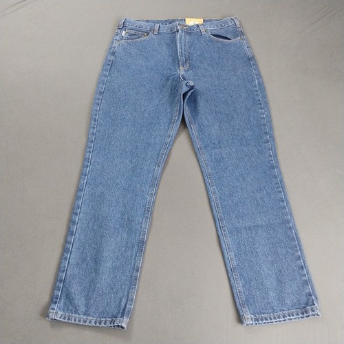 Jeans Carhartt gamba affusolata taglia 38X32 blu denim vestibilità tradizionale nuovo con etichetta