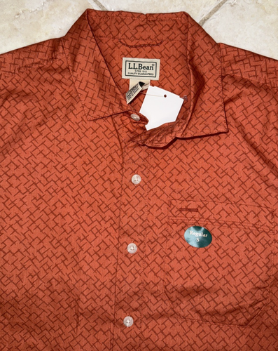 LL Bean Mens S S/S Casual All Adventure Shirt Brick Orange Crosshatch NWT - Picture 3 of 10