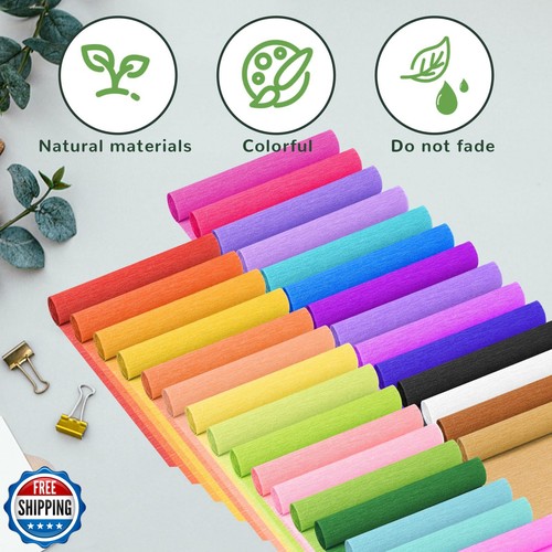 Serpentinas de papel crepé 30 rollos, 10 x 98 pulgadas 30 colores arco iris papel crepé ella - Imagen 3 de 5