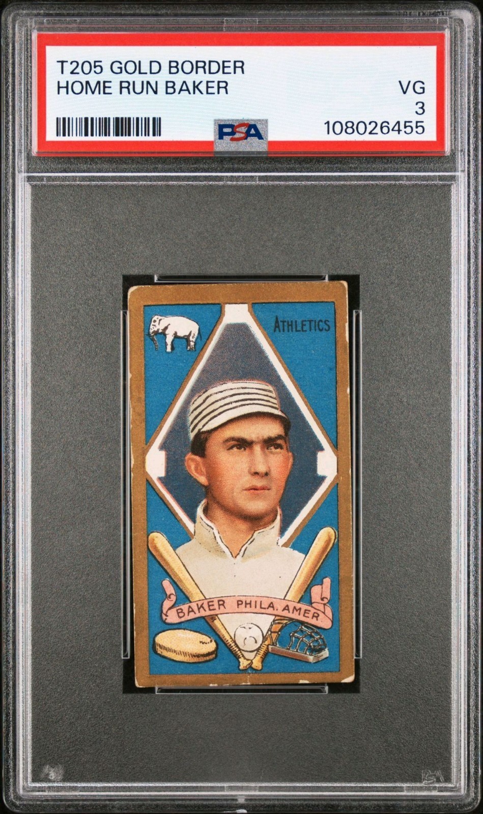1911 T205 Gold Border Baseball Home Run Baker PSA 3 FREE SHIPPING