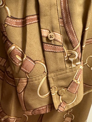 NWT LAUREN Ralph Lauren Equestrian print camel shirtdress size 8 NEW - Picture 9 of 16