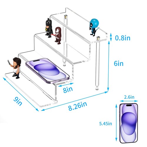 Acrylic Riser Display Shelf, Clear Display Stand for Amiibo Funko POP Figures... - Picture 7 of 9