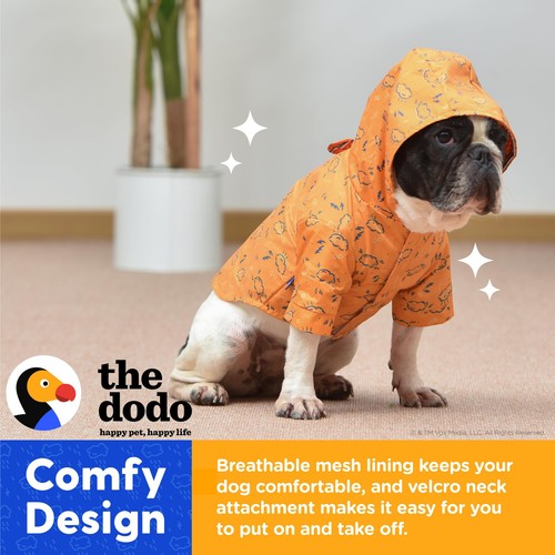 Rainy Days Printed Raincoat for Dogs, Orange, Size Medium; Water Resistant Do... - Picture 5 of 8