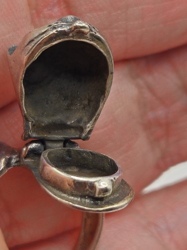 Vintage Sterling Silver Kitty Cat Poison Ring Size 6 - Picture 11 of 15