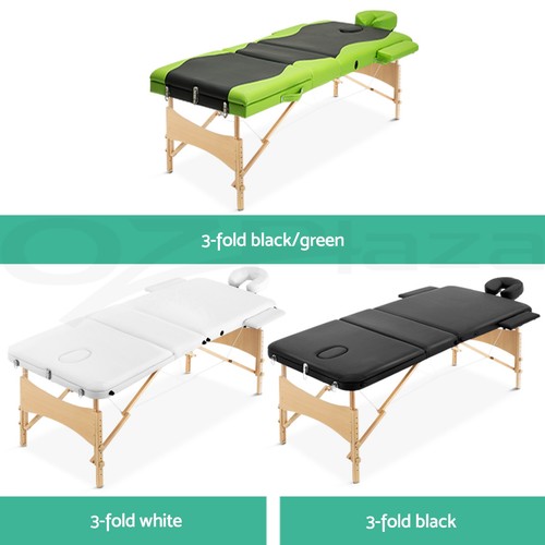 Zenses Massage Table Portable Wooden Beauty Bed Chair 3 Fold Therapy Waxing - Picture 3 of 41