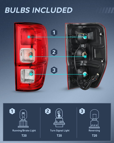 Tail Light Assembly Compatible with 2019 2020 2021 2022 2023 Ford Ranger XL W/O  - Imagen 3 de 12