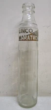 VINTAGE LINCO MARATHON MOTOR OIL CO ADVERTISING GLASS BOTTLE