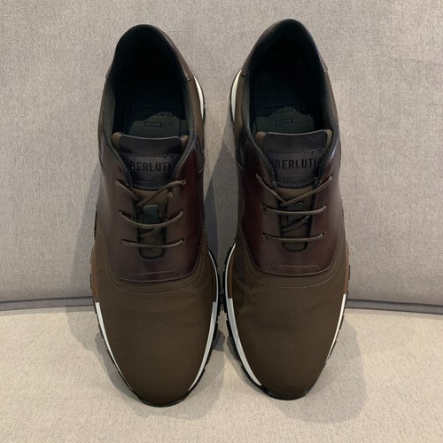 Berluti Zapatos Para Hombres Vía Rápida Cuero Gamuza Nylon Marrón 10.5 Zapatilla Corte Bajo - Imagen 9 de 15