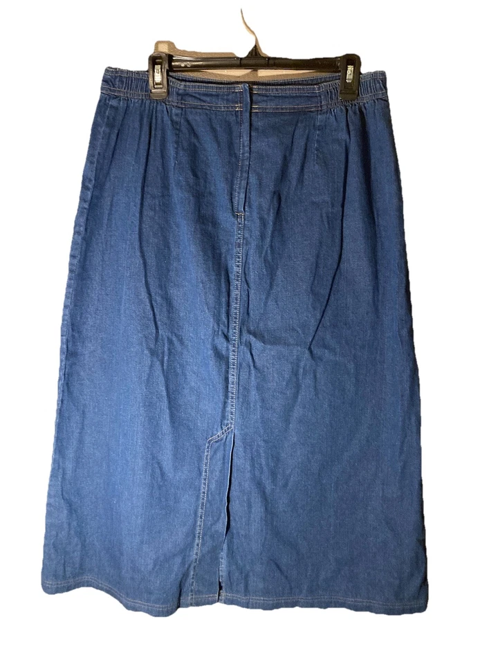 Falda vaquera Koret para mujer 14/azul/larga midi/vintage/cintura elástica parcial en la espalda Foto 2 de 3
