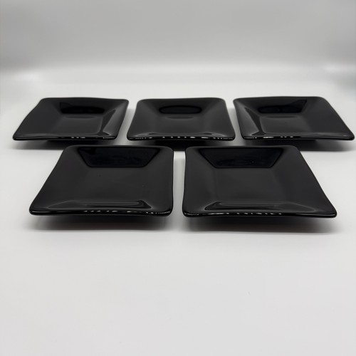 KISTENFASS Abby kleine Teller eckig schwarz Glas Glanz oben gewebte Struktur unten - Bild 4 von 18