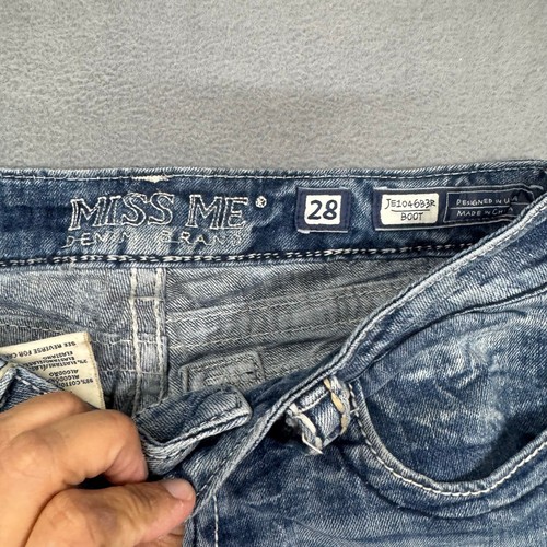 Pantalones de mezclilla Miss Me para mujer 28 azul corte bota bolsillo solapas estrás damas 29X31 - Imagen 2 de 9