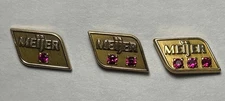 MEIJER Employee Service Award Pin Tie Tack Set of (3) - 1/10 10K Gold w/ Rubies