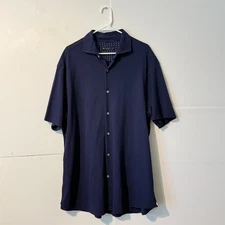 Cremieux Mens Shirt Size 2XL Dark Navy Blue Sueded Supima Cotton Button Up