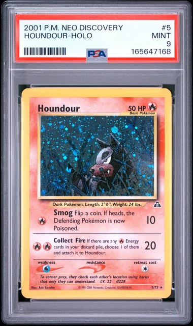 2001 POKEMON NEO DISCOVERY #5 HOUNDOUR-HOLO PSA 9
