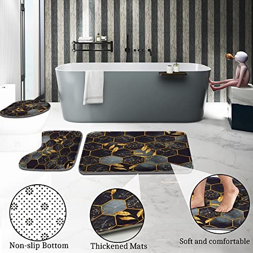 4 Pcs Bathroom Shower Curtain Set,Bathroom Sets with Rugs(Bath Mat,U Shape - Picture 6 of 7