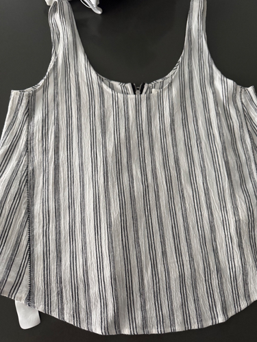 NEW Rag And Bone Valley Tank White And Black Top Sz M Exposed Zip Back Guaze - Picture 2 of 8