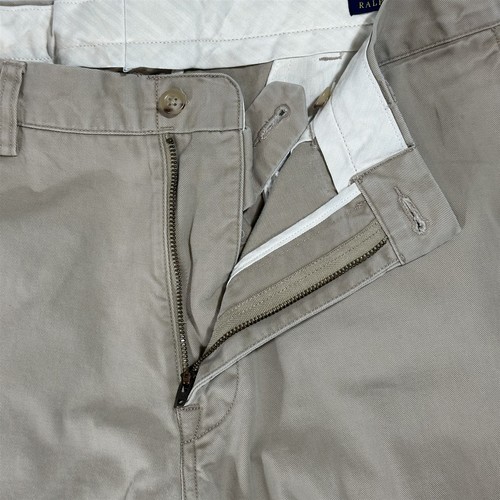 POLO Ralph Lauren Uomo Taglia 36/31 Flat Front Vestibilità Classica Pantalone 100% Cotone Tan - Foto 4 di 15