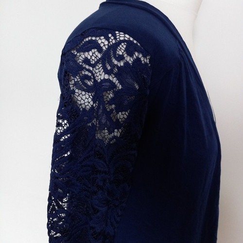 Grace Cardigan Jacke UK 12 dunkelblau Spitzenärmel vorne offen - Bild 4 von 9
