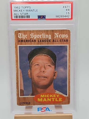 1962 Topps Mickey Mantle American League All Star #471 PSA 1.5 Fair - Picture 1 of 4