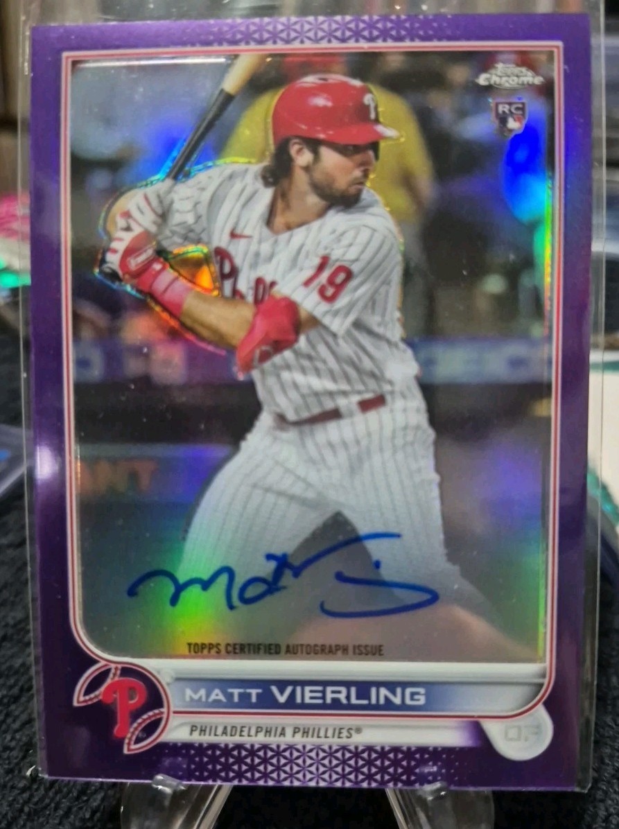 2022 Topps Chrome Matt Vierling Purple Refractor RC Auto /250 Phillies Tigers