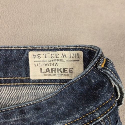 Diesel Jeans Herren 33x34 Blau Larkee Regular Straight Denim Button Fly 0074W - Bild 6 von 10