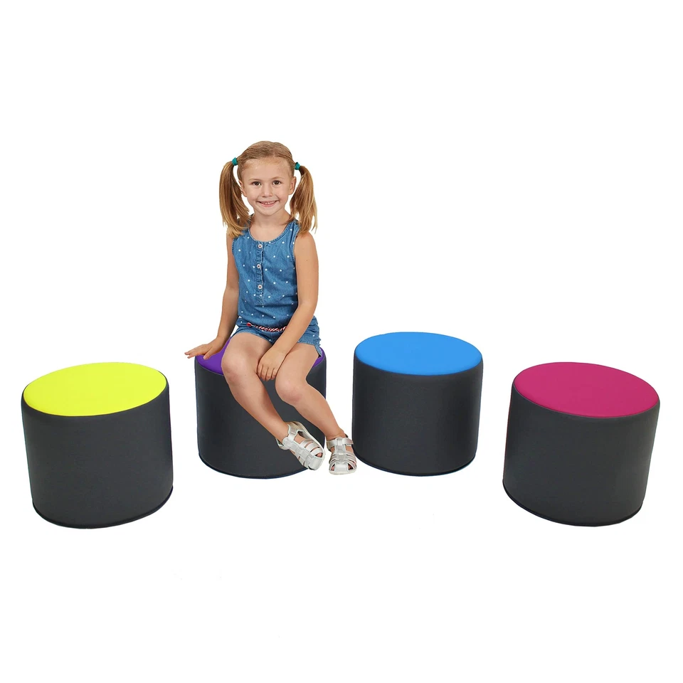 12763-DG SoftScape 15" Round Two-Tone Accent Ottoman for Ages 4-7, (4-Piece) ... - Image 3 of 4