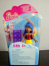 BARBIE MEGABLOKS MINI MERMAID ETHINIC DOLL BLUE HAIR 6 Pcs~ 2016 RARE!
