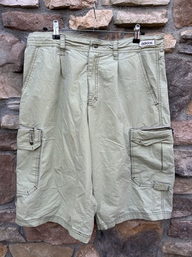 Vintage Adidas Shorts Small 34 Beige Tan Cargo Hiking Utility Swoosh Y2K 2005 - Picture 2 of 10