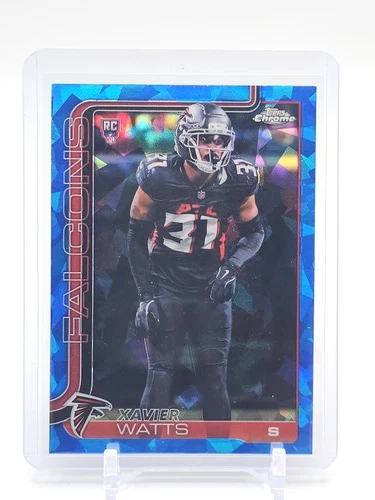 XAVIER WATTS 2025 TOPPS CHROME ROOKIE SAPPHIRE REFRACTOR #393 FALCONS Q5718