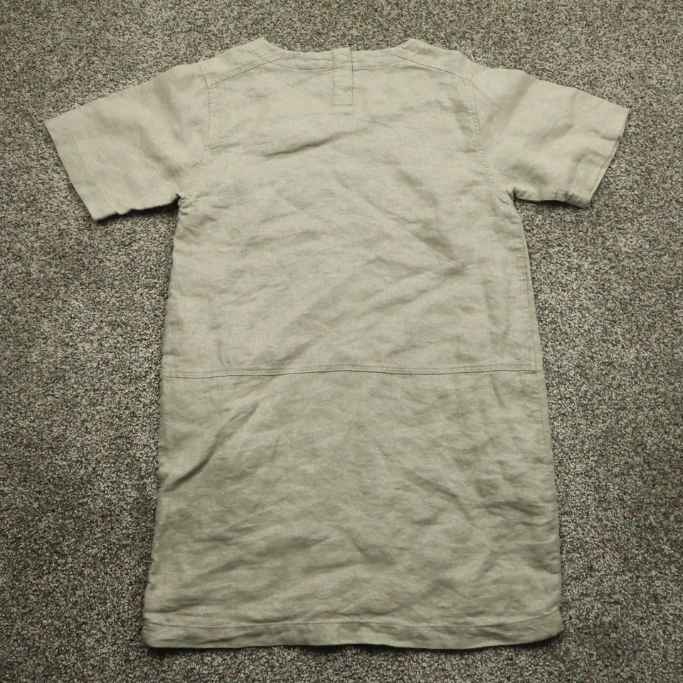 Vestido Eileen Fisher para mujer P/S beige mezcla de lino manga corta informal pequeño Foto 2 de 4