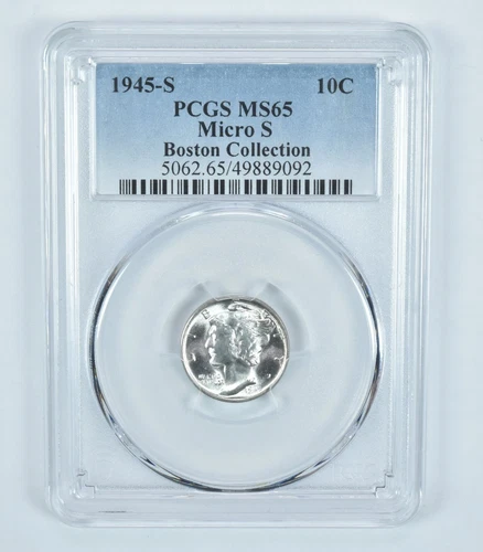 1945-S Mercury Dime Micro S Boston Collection MS65 PCGS Blue Label