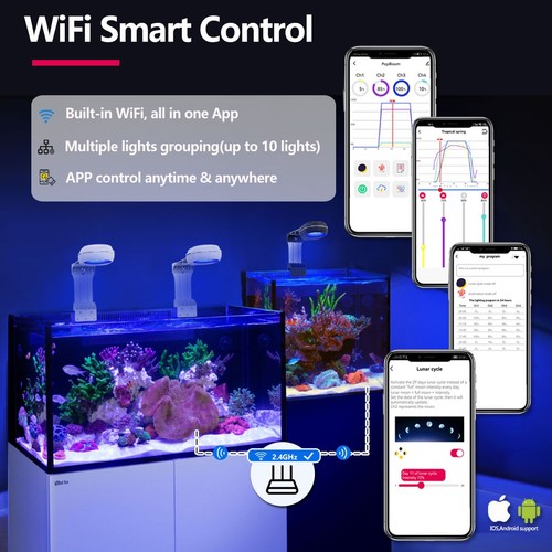 PopBloom RL60 RL80 WiFi Reef LED Aquarium Light Full Spectrum Saltwater Corals - Picture 5 of 12