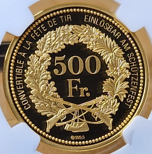 2009 Switzerland Swiss Shooting Fest 500F Gold Coin Hab-82a NGC PF69UC - Picture 2 of 4