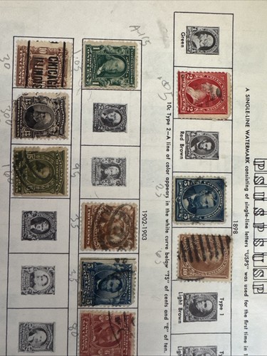 1881- 1882, 1887-1888, 1890-1893 US STAMPS, 1, 2, 3, 4, 5 CENTS, TOTAL 33 STAMPS - Picture 10 of 12