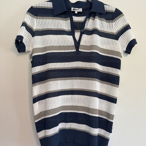 L’Etoile Sport Luxury Women Tennis Polo Striped Preps Size Small Golf Top - Picture 5 of 14