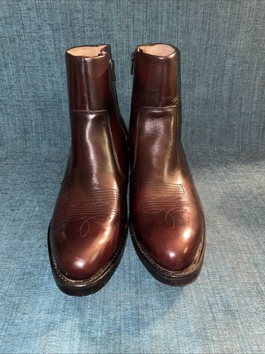 Durango Western Burgunderrot Leder Ölbeständig Seitenreißverschluss Mittelhohe Stiefel Herren US 10,5D - Bild 1 von 15