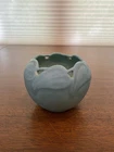 VTG VAN BRIGGLE Ming Blue Art Pottery PHILODENDRON LEAF Vase 3.75"H SIGNED