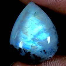 100 Natural Moonstone Black Tourmaline Pear Cab Gemstones 35.70Cts 19x 25x 10mm