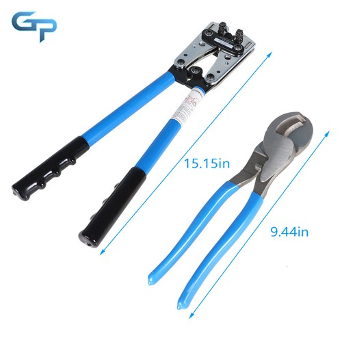 With Cable Cutter For 10-0 AWG Battery Cable Lug Crimping Tool Wire Crimper - Picture 3 of 10