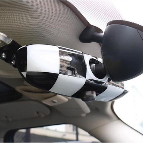 For MINI Cooper F54 F55 F56 F60 14-22 Checkered Rear View Mirror Cover Auto Dim - Picture 3 of 16