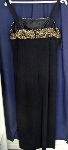 langes schwarzes Kleid - Gina Bacconi - Kragen Leopardenimitat - Gr. 42 - Bild 2 von 7