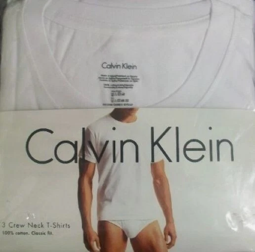 3 PACK CALVIN KLEIN SIZE SMALL WHITE CREW NECK COTTON T-SHIRTS UNDERSHIRTS U9001