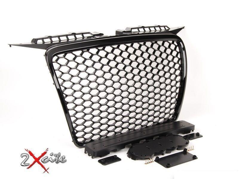 PARRILLA DEPORTIVA AUDI A3 8P RS ESTILO 2005-2008 NEGRO BRILLANTE PANAL MALLA DEGRADADA