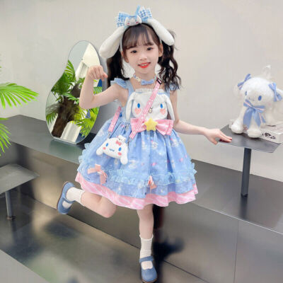 Cosplay Cartoon Cinnamoroll Melody Lolita Princess Dress Skirts Kid Girls Blue