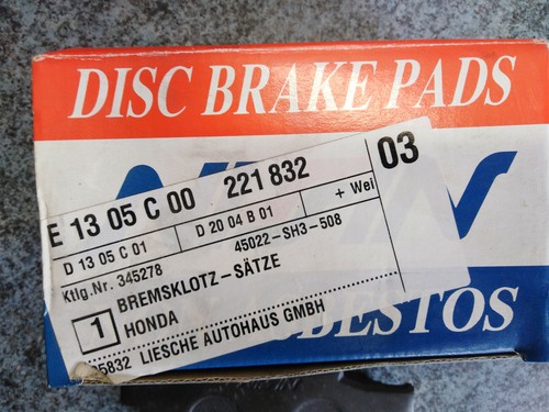Original HONDA Bremsbeläge Bremsklötze Vorne Brake pads disc brake front SET - Bild 4 von 6