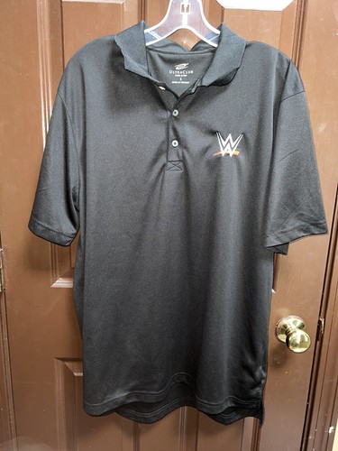 Vintage Wrestling WWE Scratch Polo Shirt Size Large Event Employee Black WWF - Picture 5 of 13