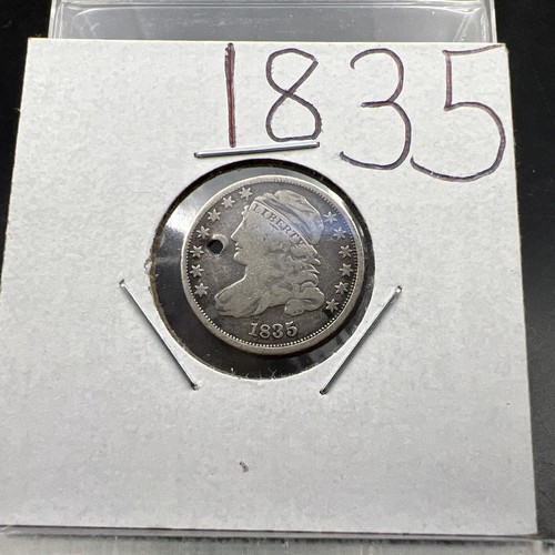 Moneta moneta argento 1835 P busto con cappuccio dettagli fini forata - Foto 2 di 7