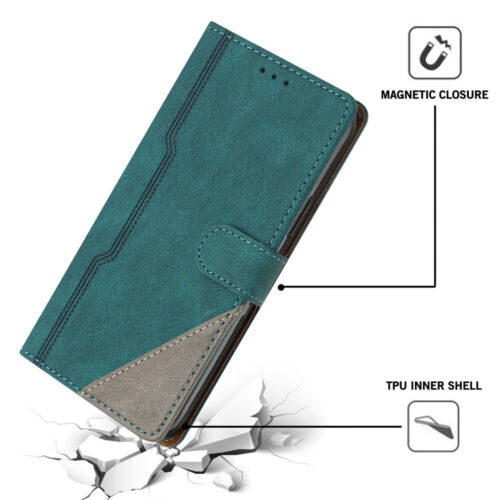 Phone Cover for TCL 505 502 501 403 303 405 40R 40SE Colorblock Flip Wallet Case - Picture 2 of 17